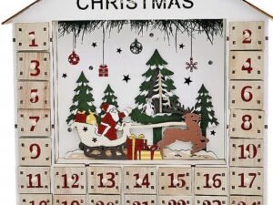 Christmas LED Advent Calendar ,Wooden 36x30cm