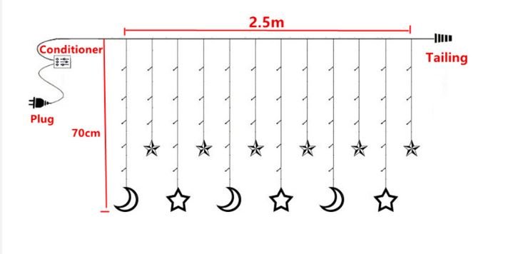 Christmas Lights Moon Star Lamp LED String Curtain