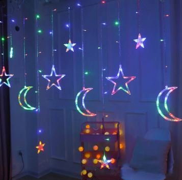Christmas Lights Moon Star Lamp LED String Curtain
