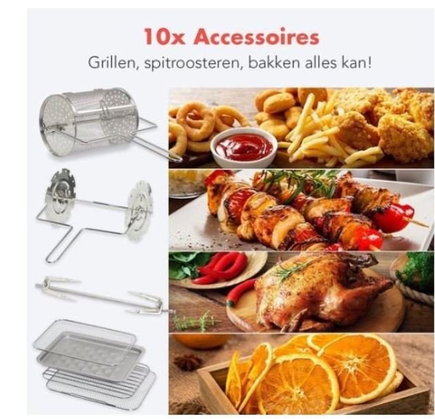 KitchenBrothers XXL Hot Air Fryer 12 Liters 1500w