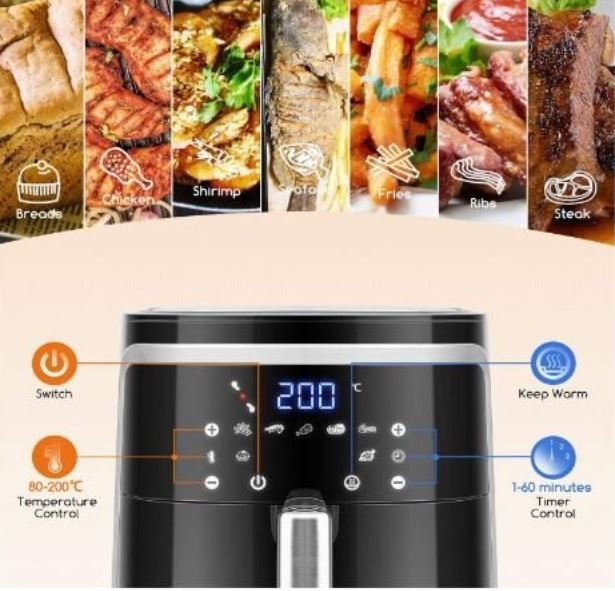 Aigostar Large Hot Air Fryer 7L, 1900 W