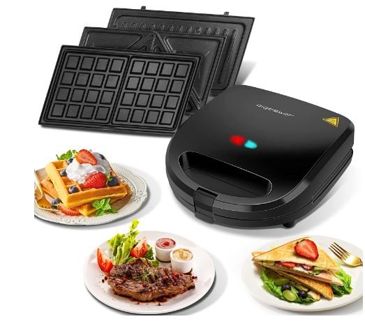 3 in 1 Sandwich Grill Waffle Maker 750w, Non-stick