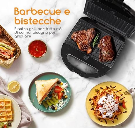 3 in 1 Sandwich Grill Waffle Maker 750w, Non-stick