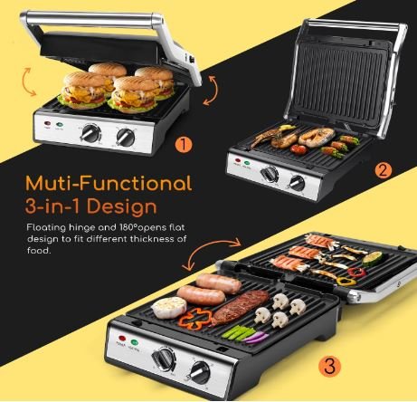 Dual-Knob Sandwich Toaster Grill ,Removable Plate