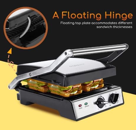 Dual-Knob Sandwich Toaster Grill ,Removable Plate