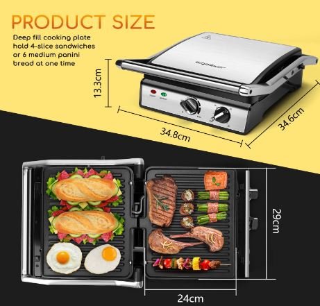 Dual-Knob Sandwich Toaster Grill ,Removable Plate