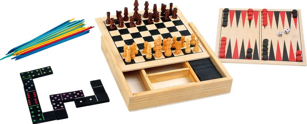 New Classic Games 4 in 1 Chess Dominoes Draughts and Backgammon
