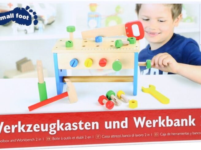 New Children's Toolbox and Workbench, 2 in 1 Wooden