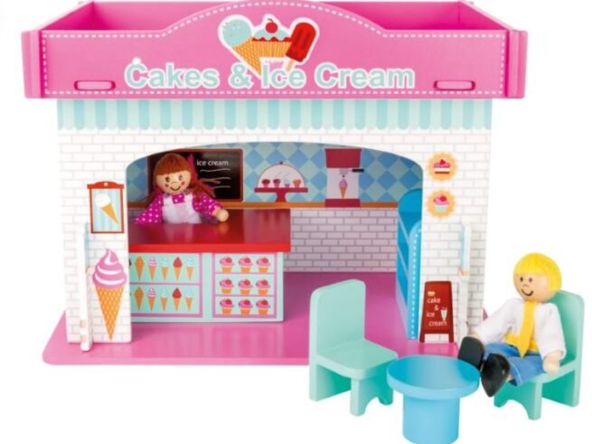 Wooden Toy Playhouse Ice Cream Shop with Accessories