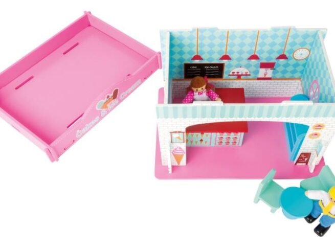 Wooden Toy Playhouse Ice Cream Shop with Accessories