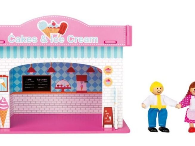 Wooden Toy Playhouse Ice Cream Shop with Accessories