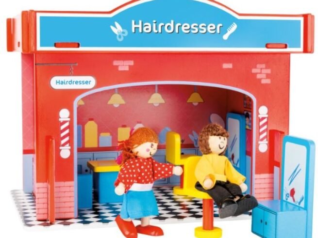 Wooden Toy Playhouse Hair Salon with Accessories