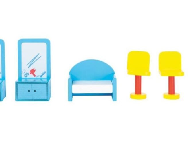 Wooden Toy Playhouse Hair Salon with Accessories