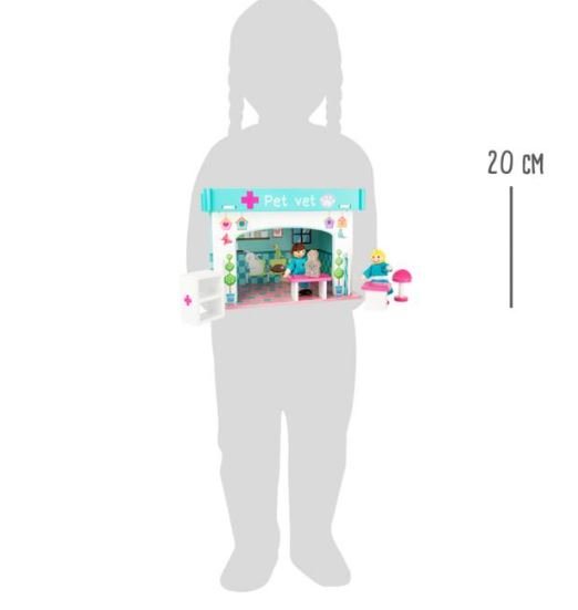 Wooden Toy Playhouse Animal Hospital with Accessories