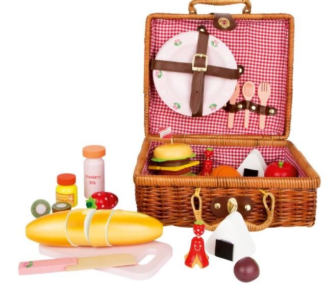 Wooden Picnic Basket Teatime Toys