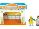 Wooden Toy Playhouse Restaurant with Accessories