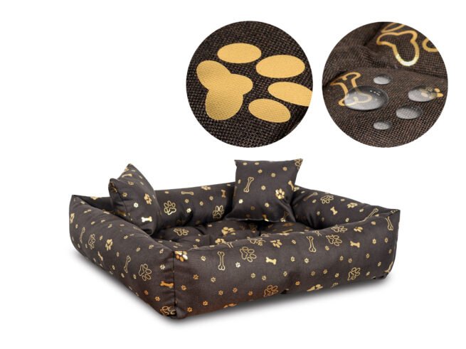 Dog Bed PONTON 115x95 cm Waterproof Antislip Gold Bones