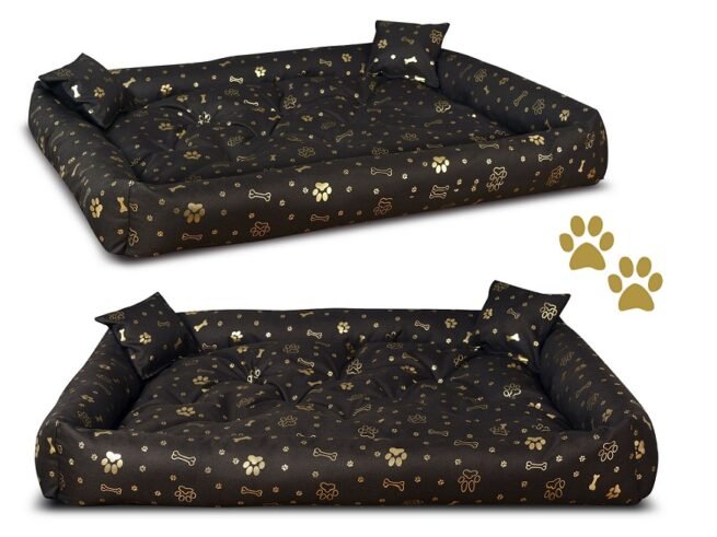 Dog Bed PONTON 115x95 cm Waterproof Antislip Gold Bones