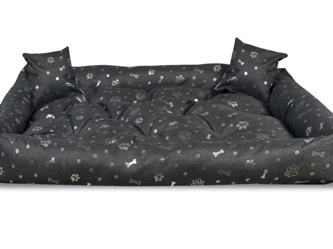 Dog Bed PONTON 115x95 cm Waterproof Antislip Silver Bone
