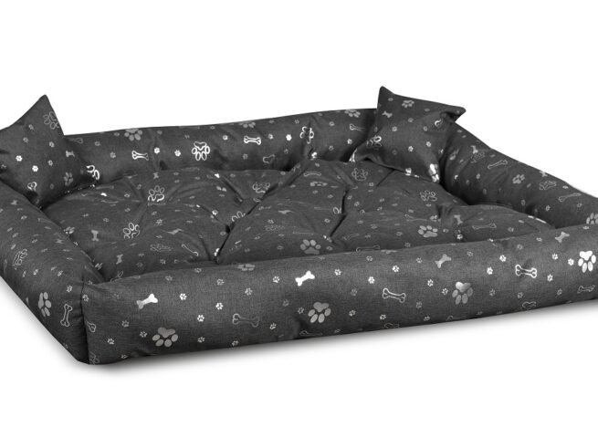 Dog Bed PONTON 115x95 cm Waterproof Antislip Silver Bone