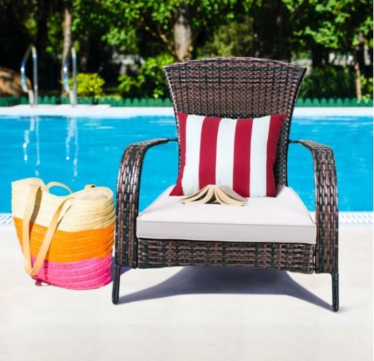 Rattan Armchair Garden Chair Imitation Woven Rattan 79 x 79 x 82 CM