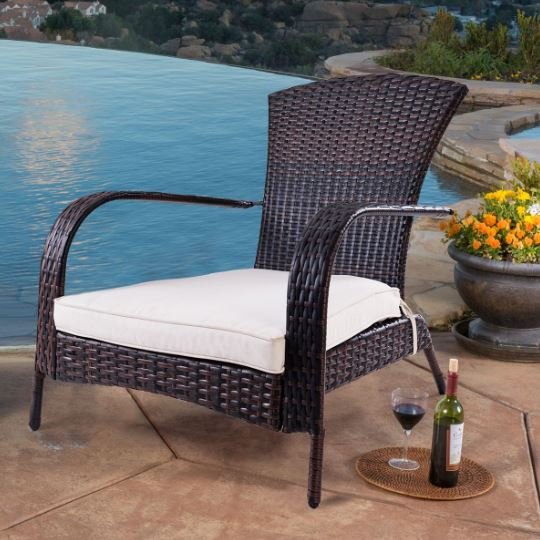 Rattan Armchair Garden Chair Imitation Woven Rattan 79 x 79 x 82 CM