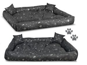 Dog Bed PONTON 115x95 cm Waterproof Antislip Silver Bone