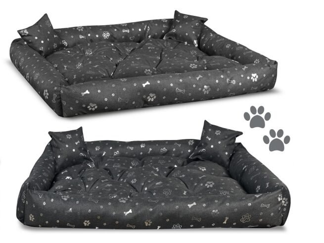 Dog Bed PONTON 115x95 cm Waterproof Antislip Silver Bone