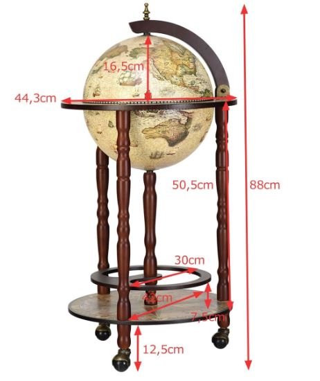 Bar Globe Terrestrial Bottles Storage in Eucalyptus Wood