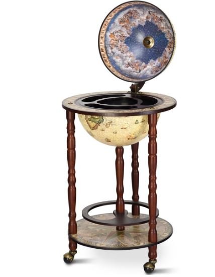 Bar Globe Terrestrial Bottles Storage in Eucalyptus Wood