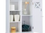 Wall Mounted Bathroom Cabinet Door and 5 Shelves White