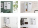 Wall Mounted Bathroom Cabinet Door and 5 Shelves White