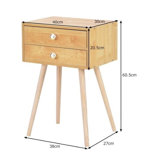 Scandinavian Style Wood Bedside Table