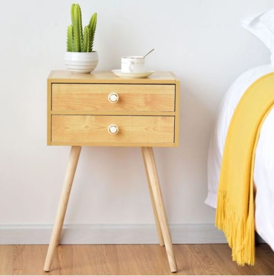 Scandinavian Style Wood Bedside Table