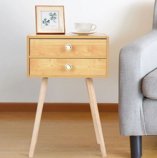 Scandinavian Style Wood Bedside Table