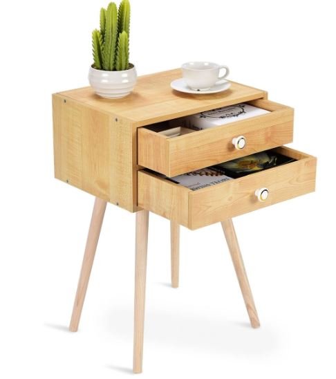 Scandinavian Style Wood Bedside Table
