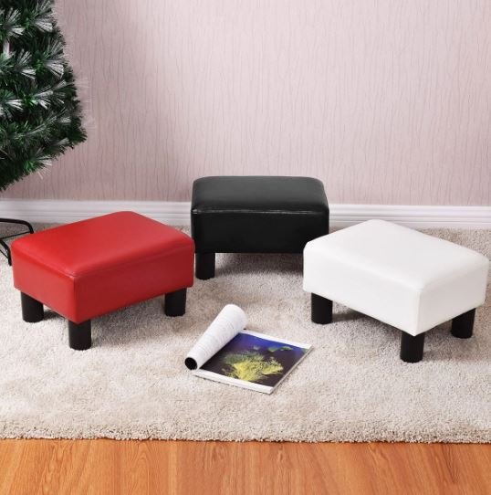 Cube Footrest Stool Pouf PU Seat Footstool