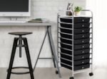 Chromed Metal Storage Cart Trolley 10 Drawers 32.5 x 37 x 86 CM