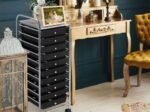Chromed Metal Storage Cart Trolley 10 Drawers 32.5 x 37 x 86 CM
