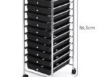 Chromed Metal Storage Cart Trolley 10 Drawers 32.5 x 37 x 86 CM