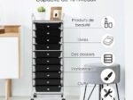 Chromed Metal Storage Cart Trolley 10 Drawers 32.5 x 37 x 86 CM