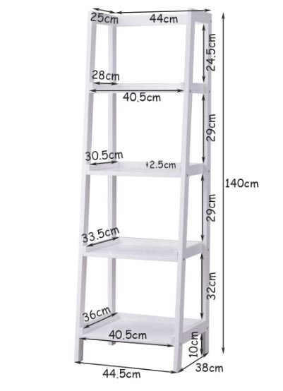 Ladder Style Storage Shelf Bookcase 4 Tiers