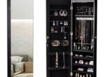 Jewelry Cabinet with Mirror and LED Light Door Hooks