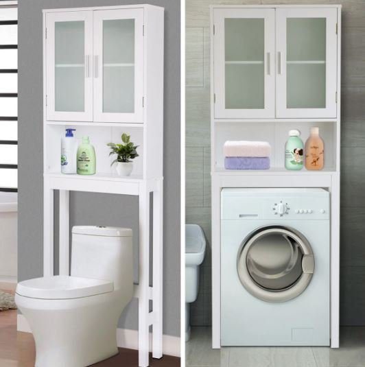 2-Door Toilet Bathroom Cabinet Shelf