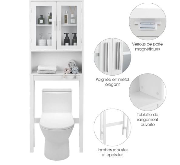 2-Door Toilet Bathroom Cabinet Shelf