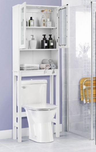 2-Door Toilet Bathroom Cabinet Shelf