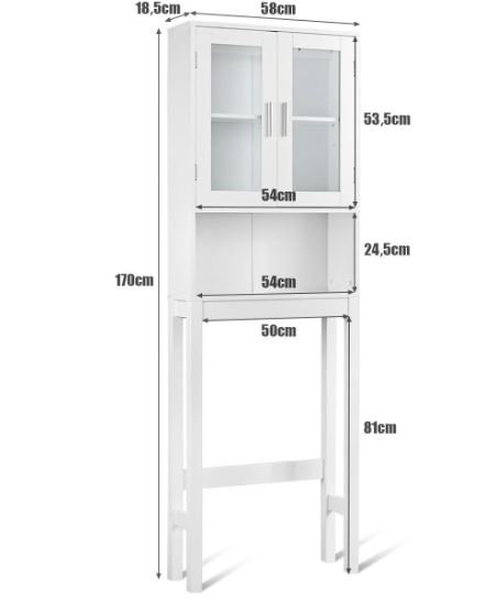 2-Door Toilet Bathroom Cabinet Shelf