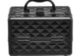 Makeup Cosmetic Case ABS 3 Tier with Mirror Black