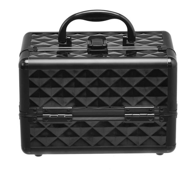 Makeup Cosmetic Case ABS 3 Tier with Mirror Black