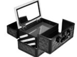 Makeup Cosmetic Case ABS 3 Tier with Mirror Black